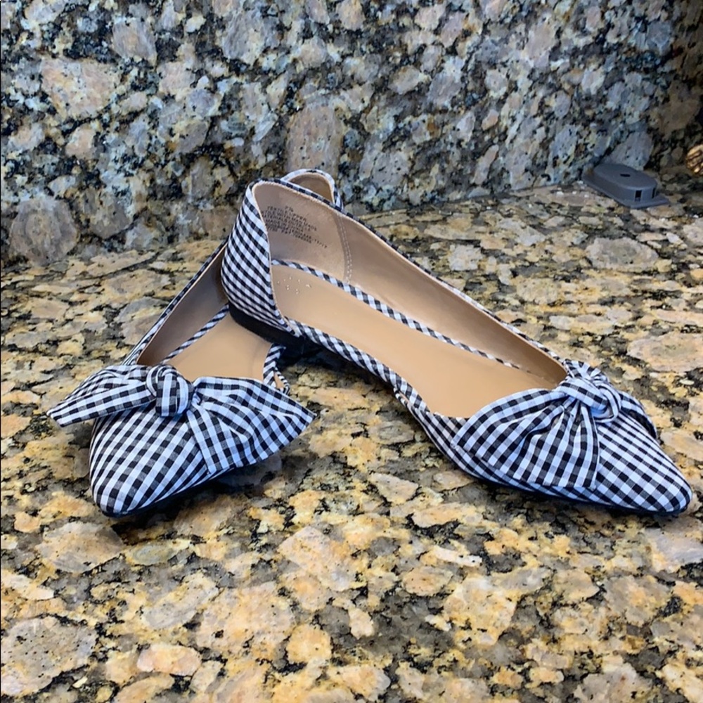 Ana Black/white check flats Size7.5